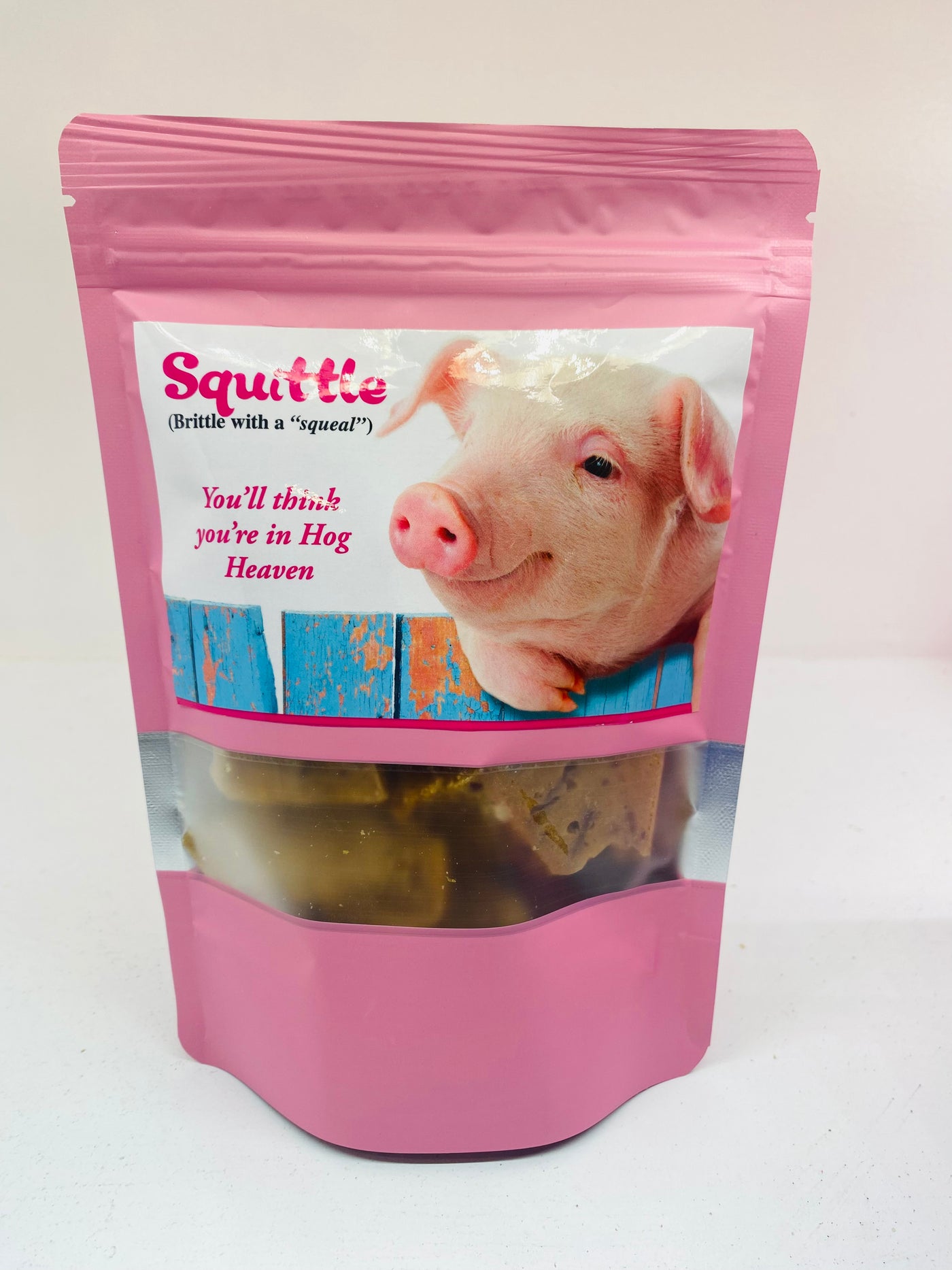 Squittle (brittle with a “squeal”)
